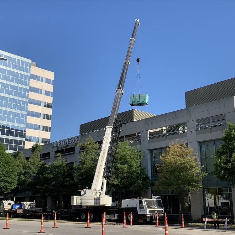 generator-removal-houston-medical-center 200kW Cummins diesel generator removed in the Houston medical center